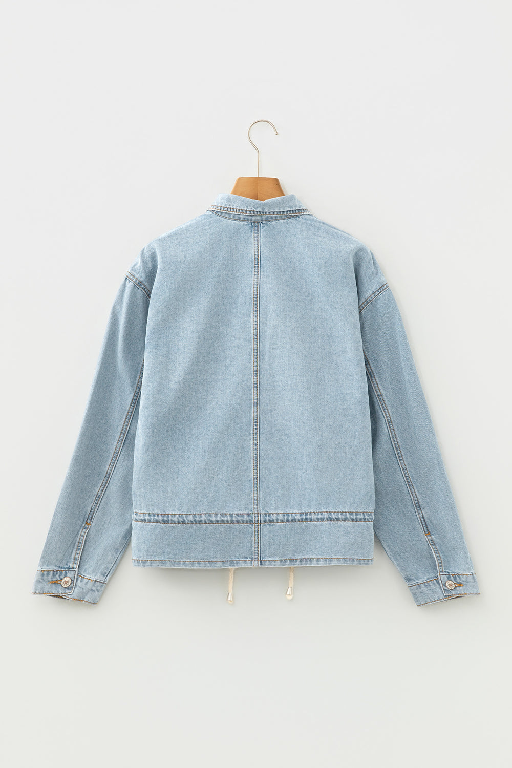 Beau Blue Draw-cord Hem Light Wash Denim Jacket - Denim Jacket - De...