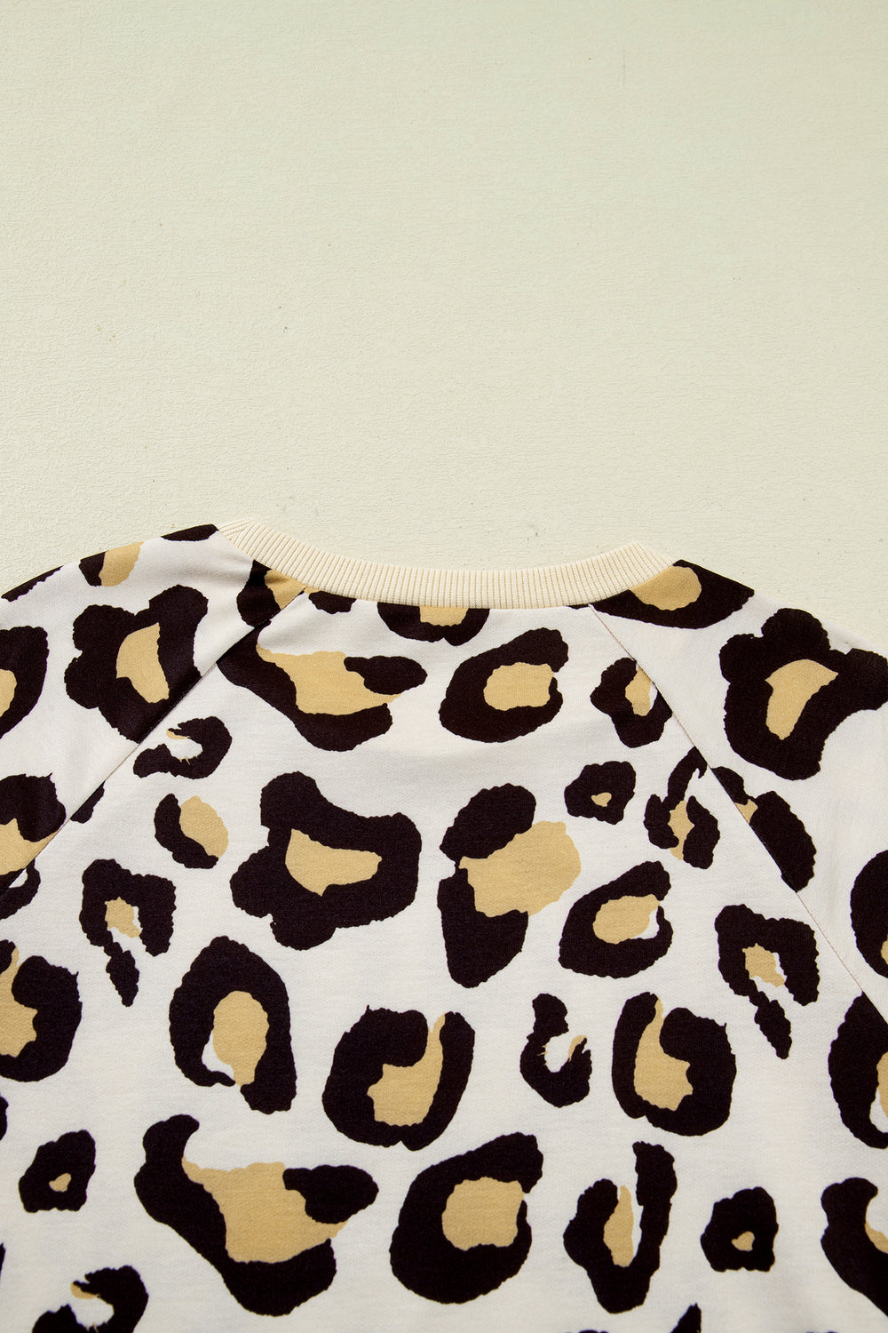 Khaki Leopard Long Sleeve Shift T Shirt Dress with Pockets