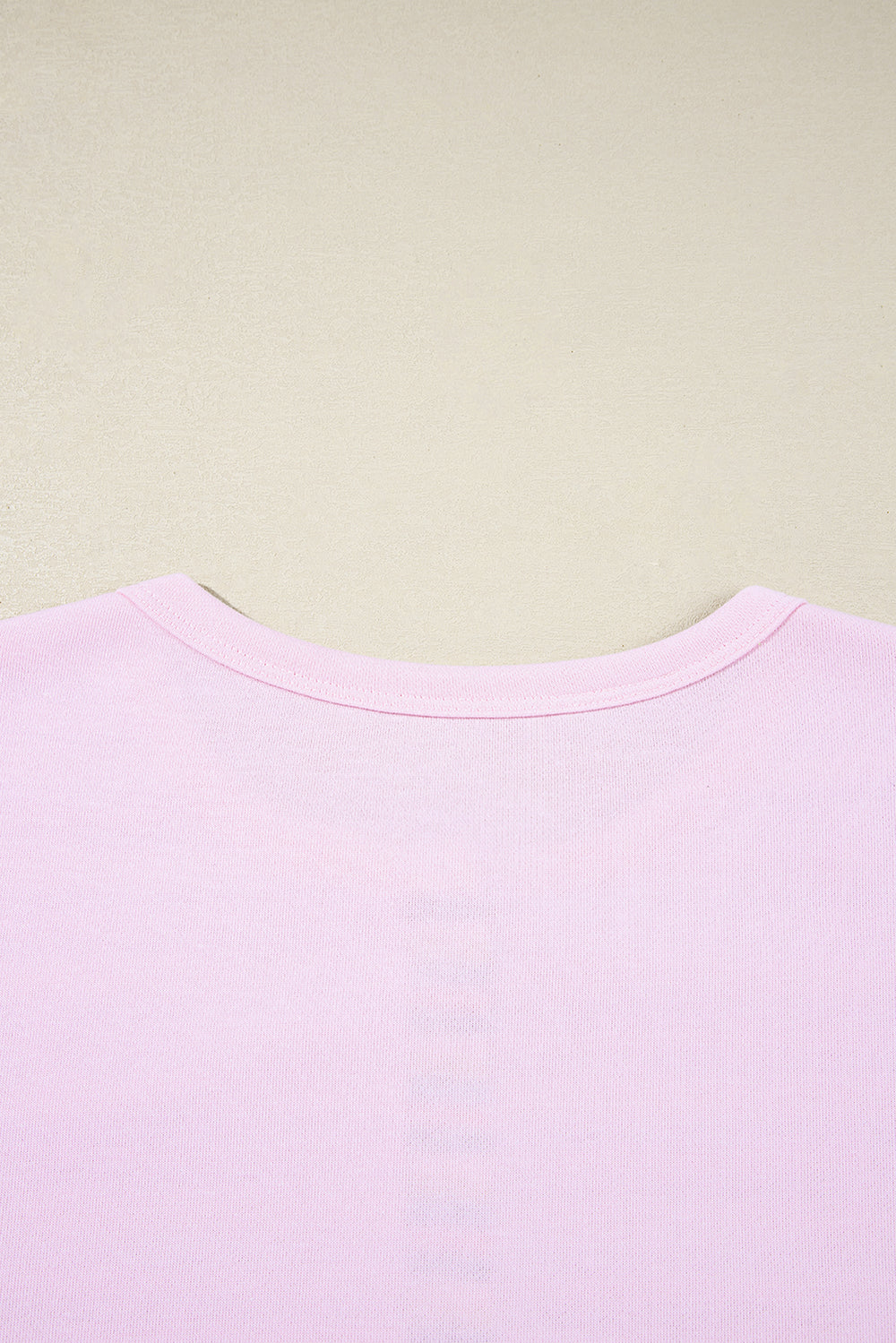 Pink Exposed Seam Color Block Striped Patchwork Loose Henley Sweatshirt