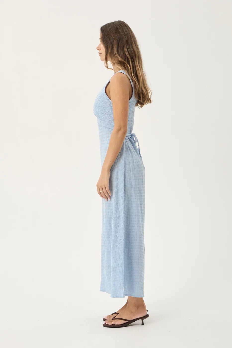 Womens Seersucker Maxi Dress Tully - Blue - AFENDS