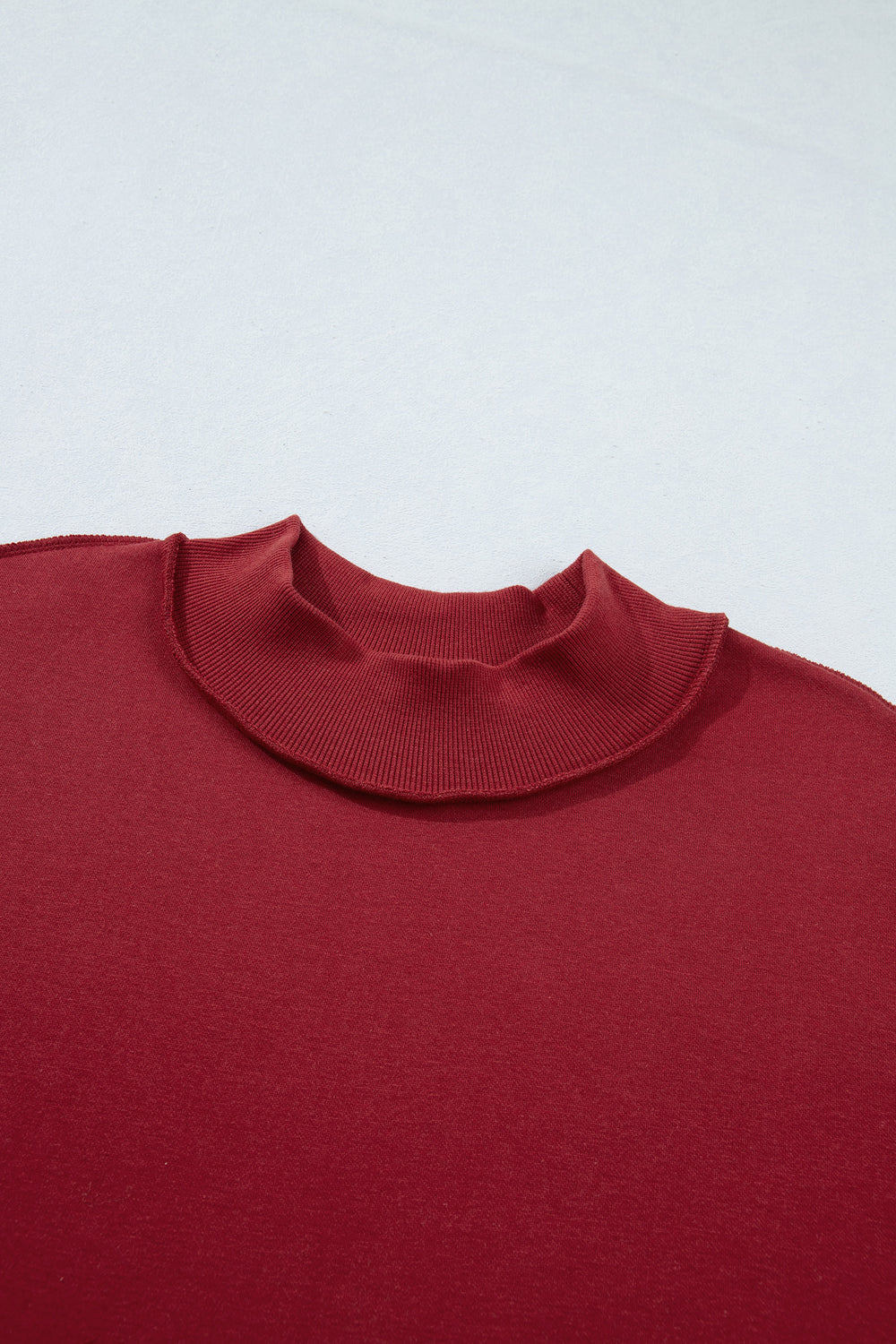Racing Red Oversize Drop Shoulder Reversible Mock Neck Sweatshirt