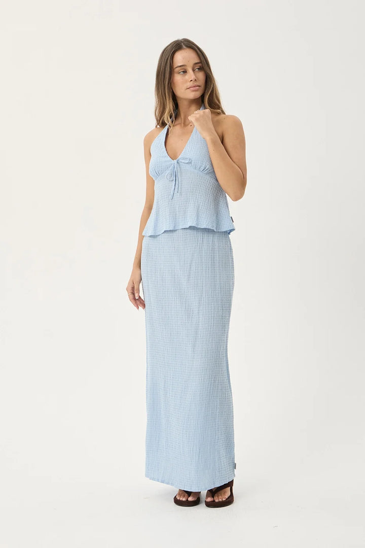 Delfina Seersucker Halter Top – Blue