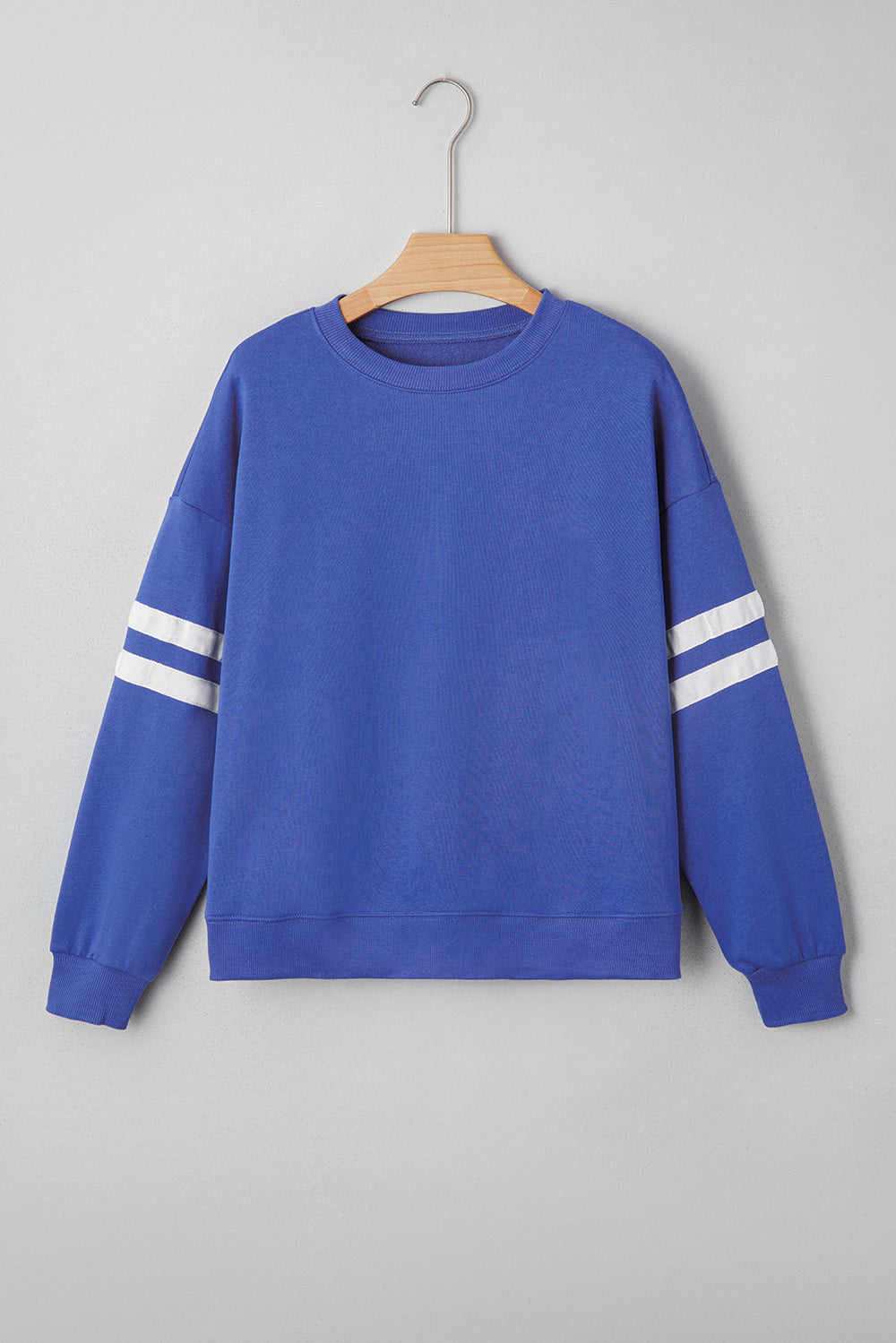 White Varsity Striped Detail Drop Shoulder Oversized Sweatshirt