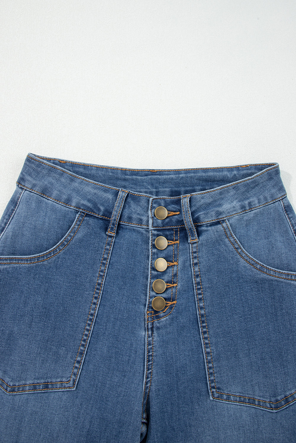 Ashleigh Blue Multi Buttons High Waist Wide Leg Jeans With Pockets
