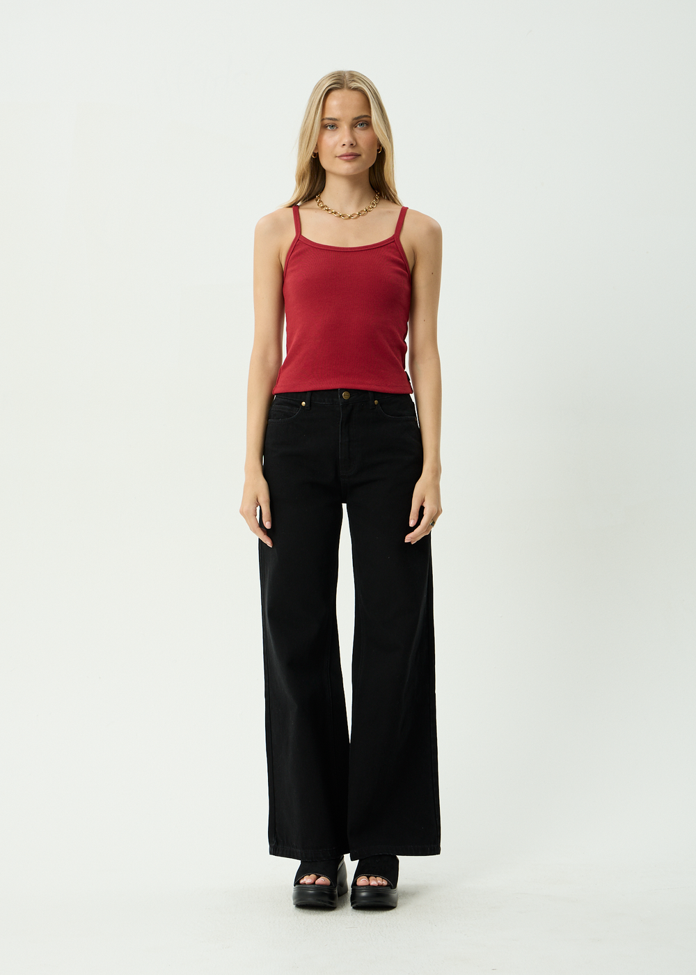 Womens Rib Singlet Sara - Ketchup - AFENDS