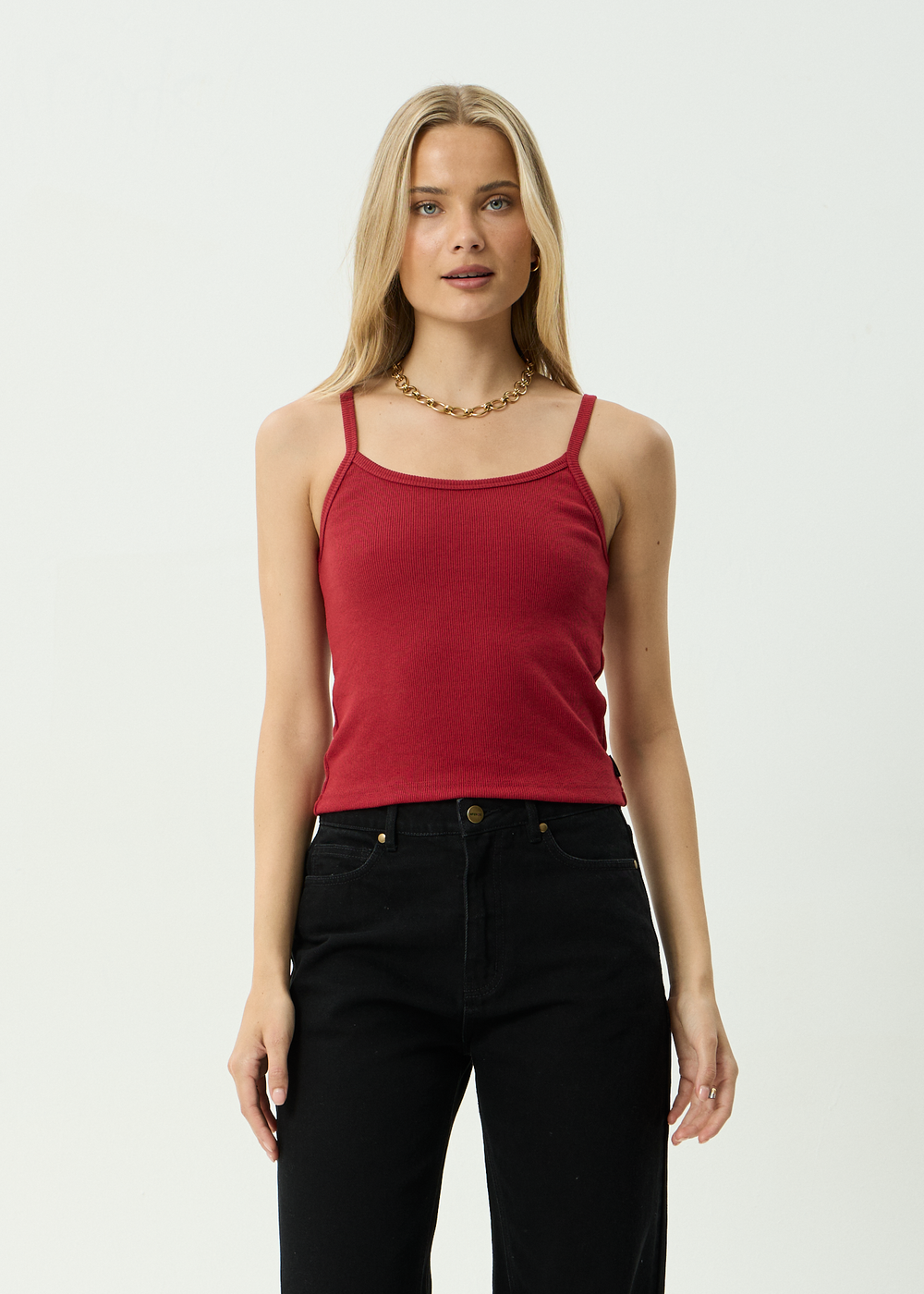 Womens Rib Singlet Sara - Ketchup - AFENDS