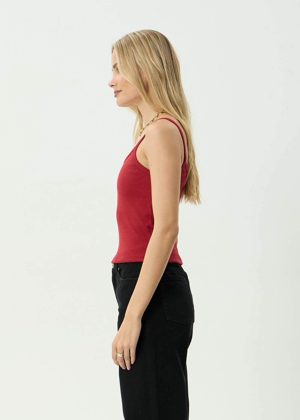 Womens Rib Singlet Sara - Ketchup - AFENDS