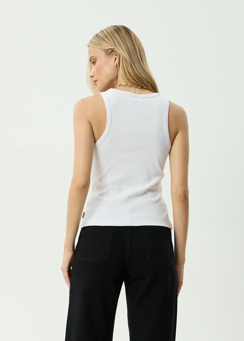 Womens Rib Singlet Wild Rose - White - AFENDS