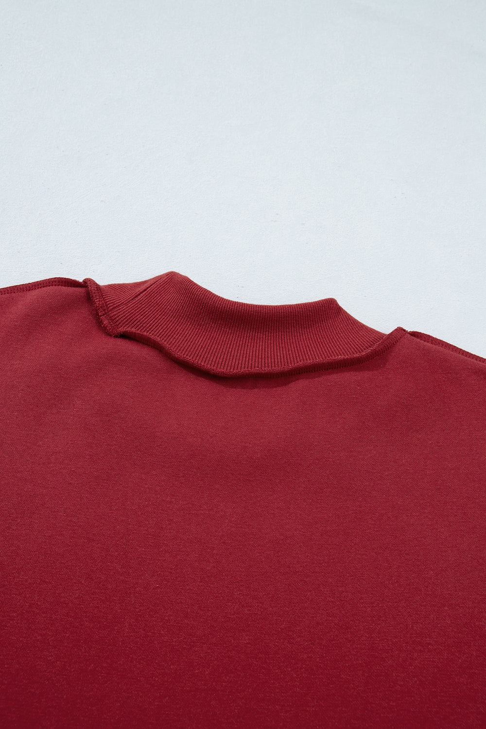 Racing Red Oversize Drop Shoulder Reversible Mock Neck Sweatshirt