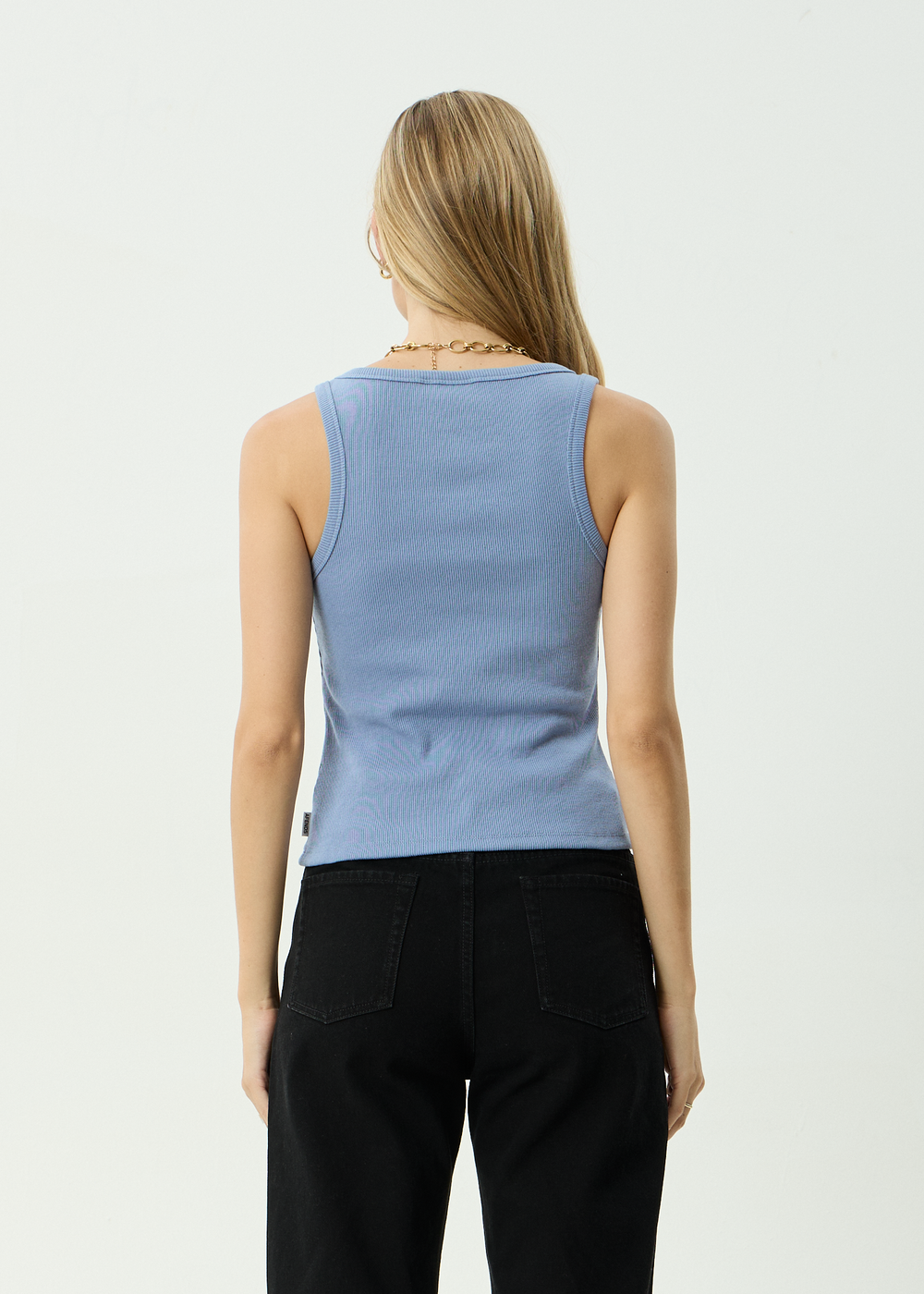 Womens Rib Singlet Layden - Slate Blue - AFENDS
