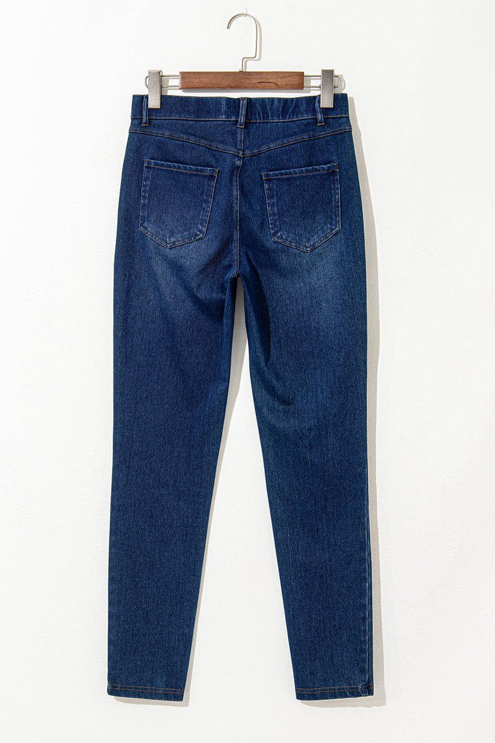 Ashleigh Blue Multiple Pockets Straight Leg Washed Stretchy Knit Cargo Jeans