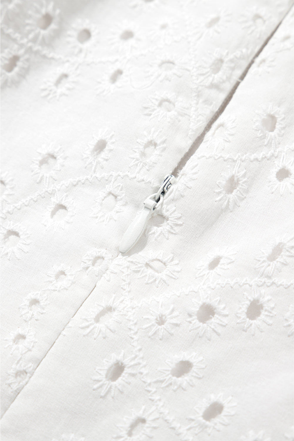 White Floral Eyelet Embroidered Sleeveless Shift Dress
