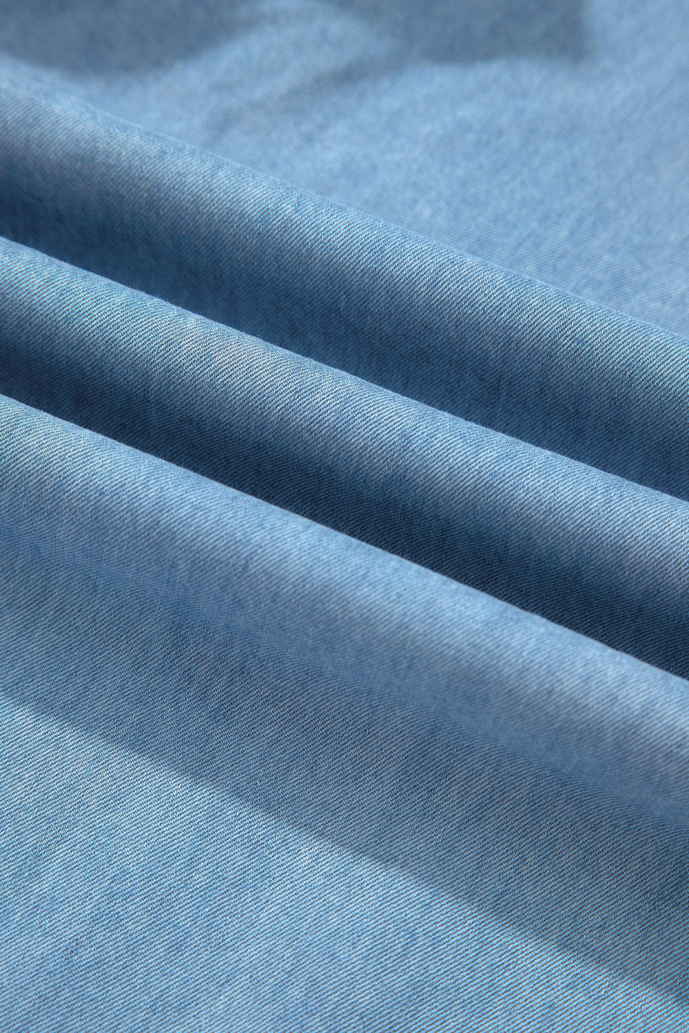 Beau Blue Ruffled Hem Wide Leg Chambray Pants