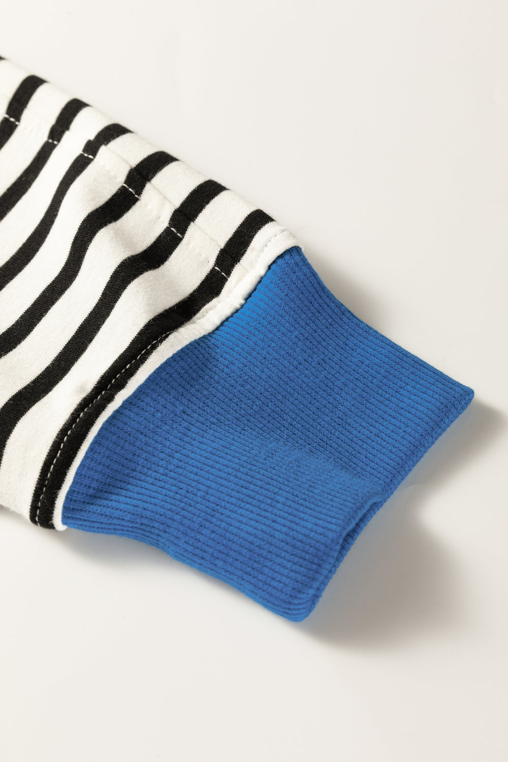 Black Stripe Color Block Patchwork Button Polo Collar Side Slit Swe...