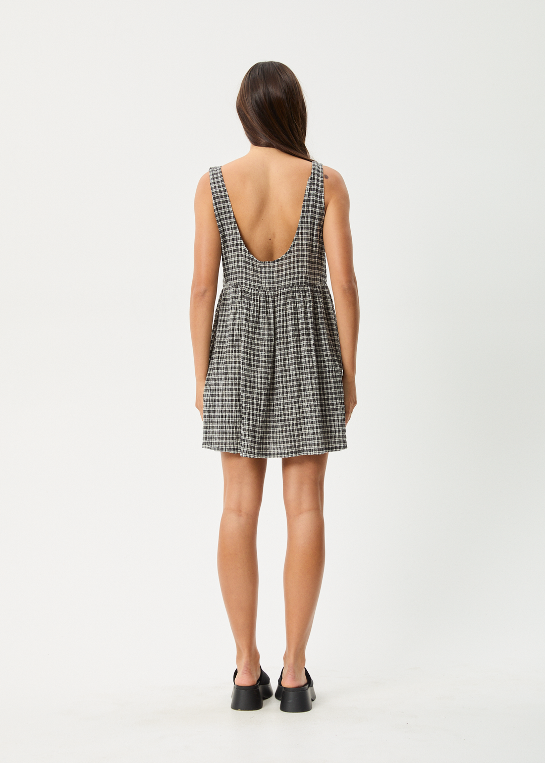 Jesse Seersucker Mini Dress – Steel Check