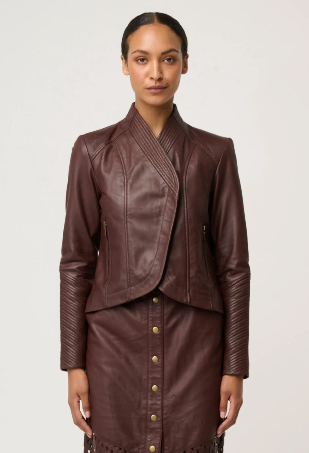 Acer Leather Shawl Collar Jacket