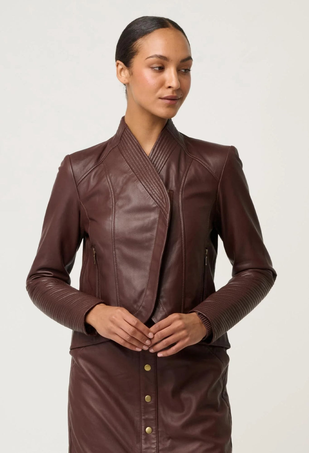 Acer Leather Shawl Collar Jacket