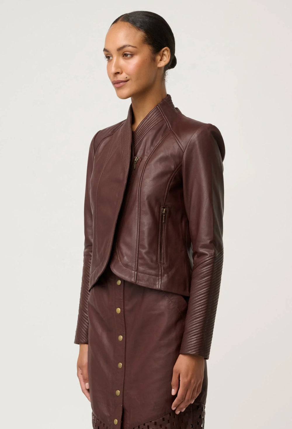 Acer Leather Shawl Collar Jacket