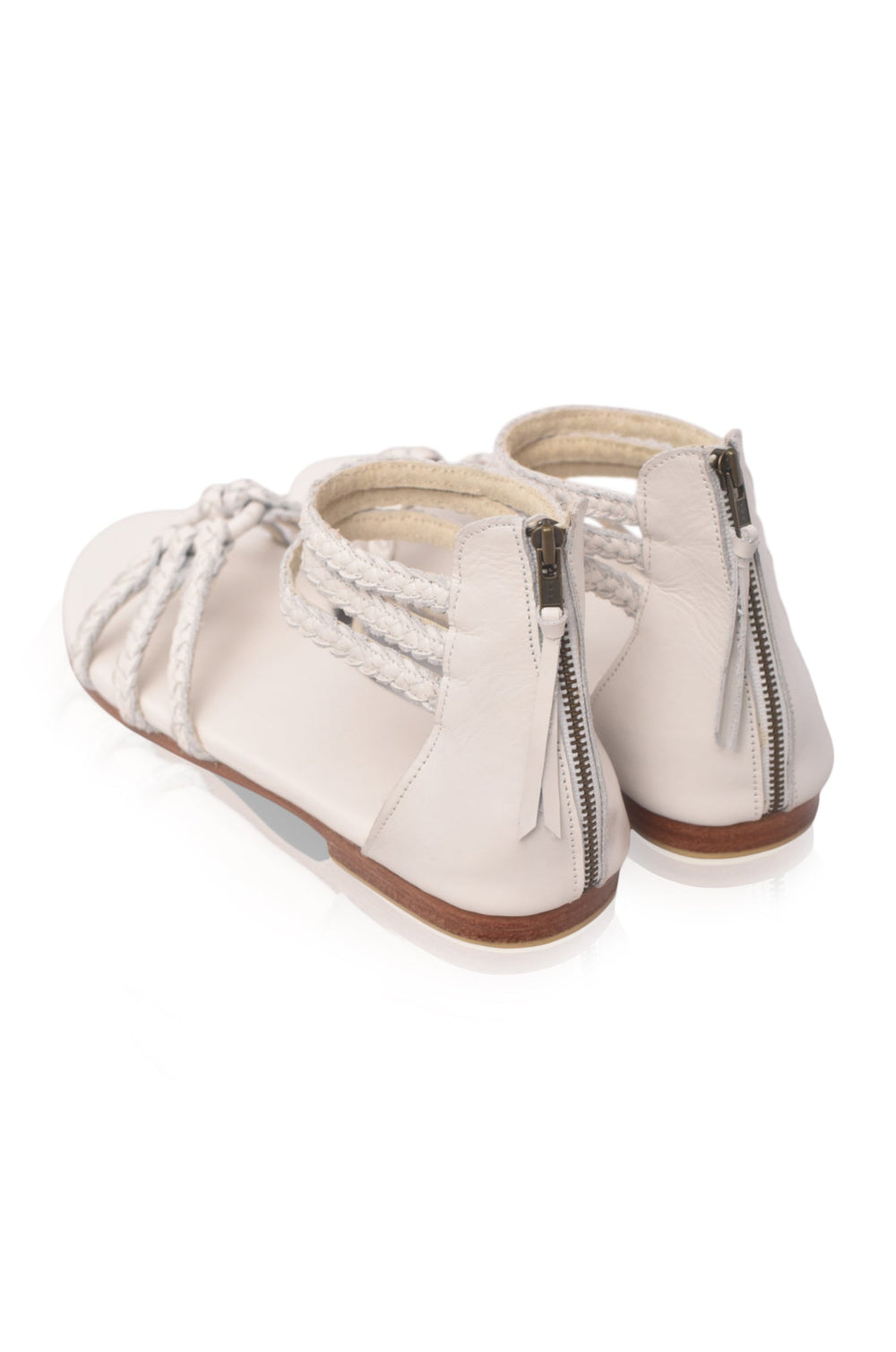 Womens All Aboard Braided Leather Sandals - White