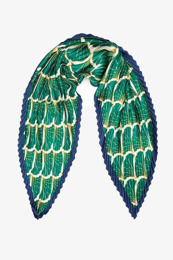 Pleated Scarf - Emerald Fan