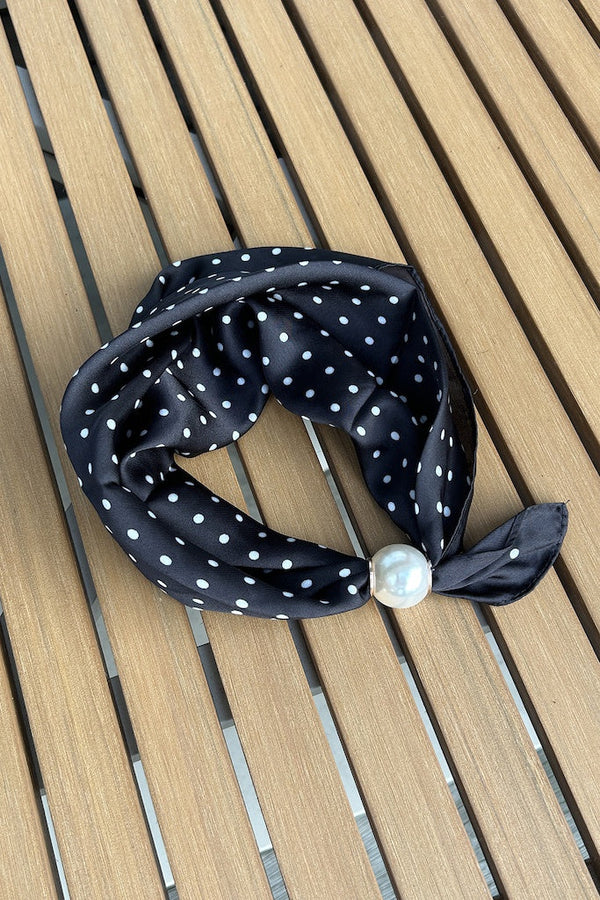 Pearl Fasten Neck Tie - Black Spot