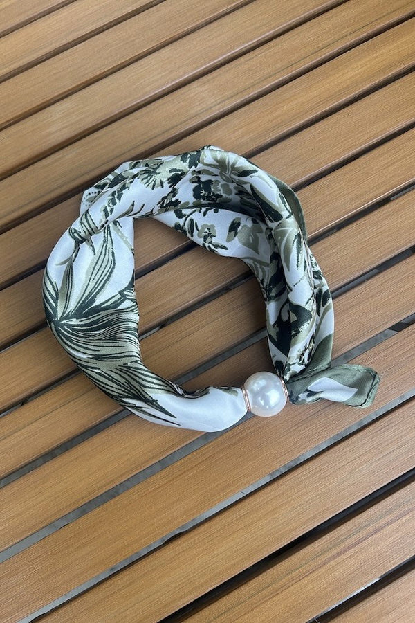 Pearl Fasten Neck Tie- Botanic Island