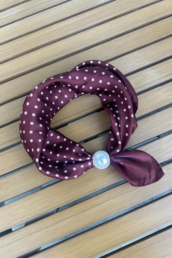 Pearl Fasten Neck Tie - Merlot Dot