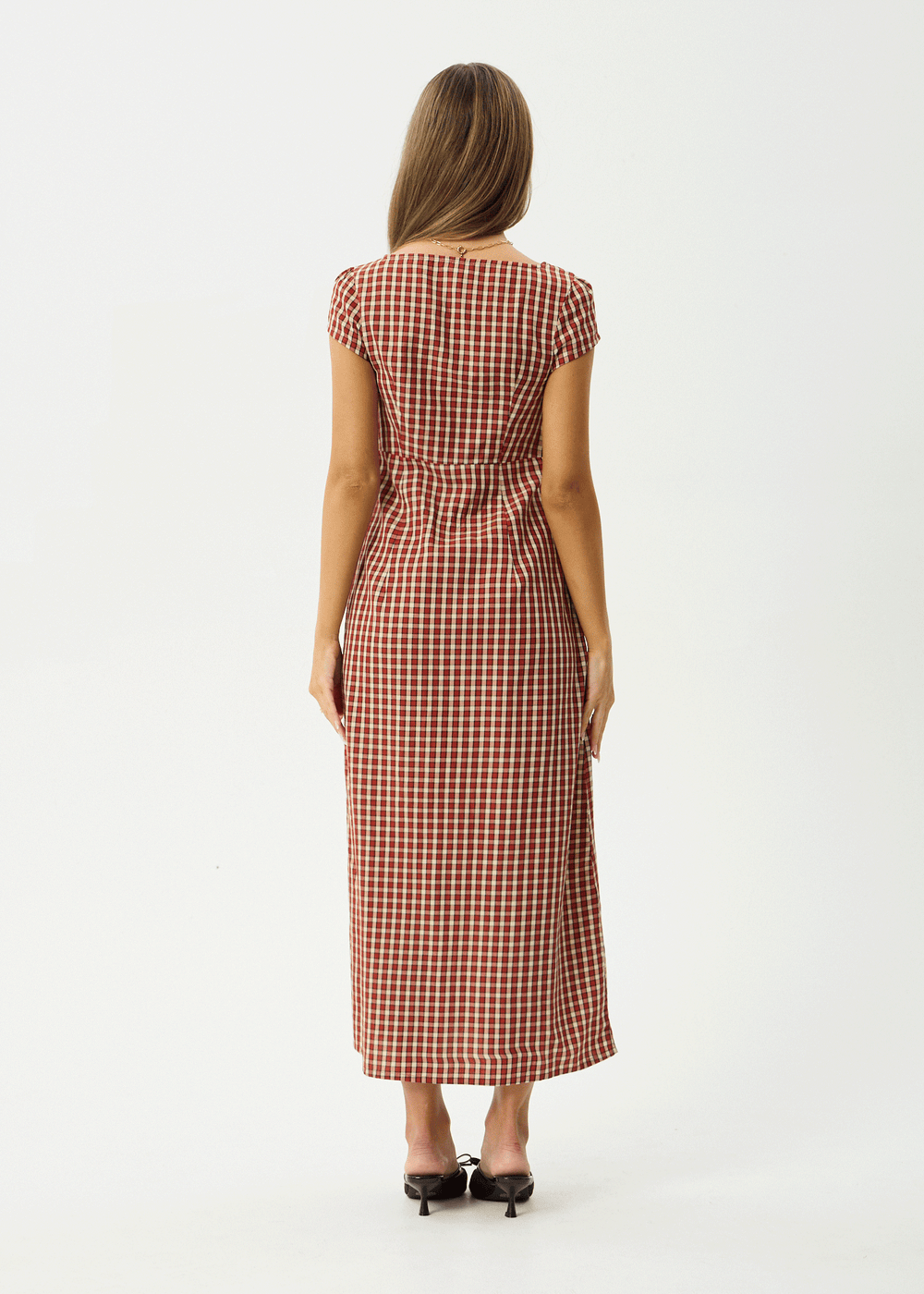 Womens Check Midi Dress Austin - Red Rum - AFENDS
