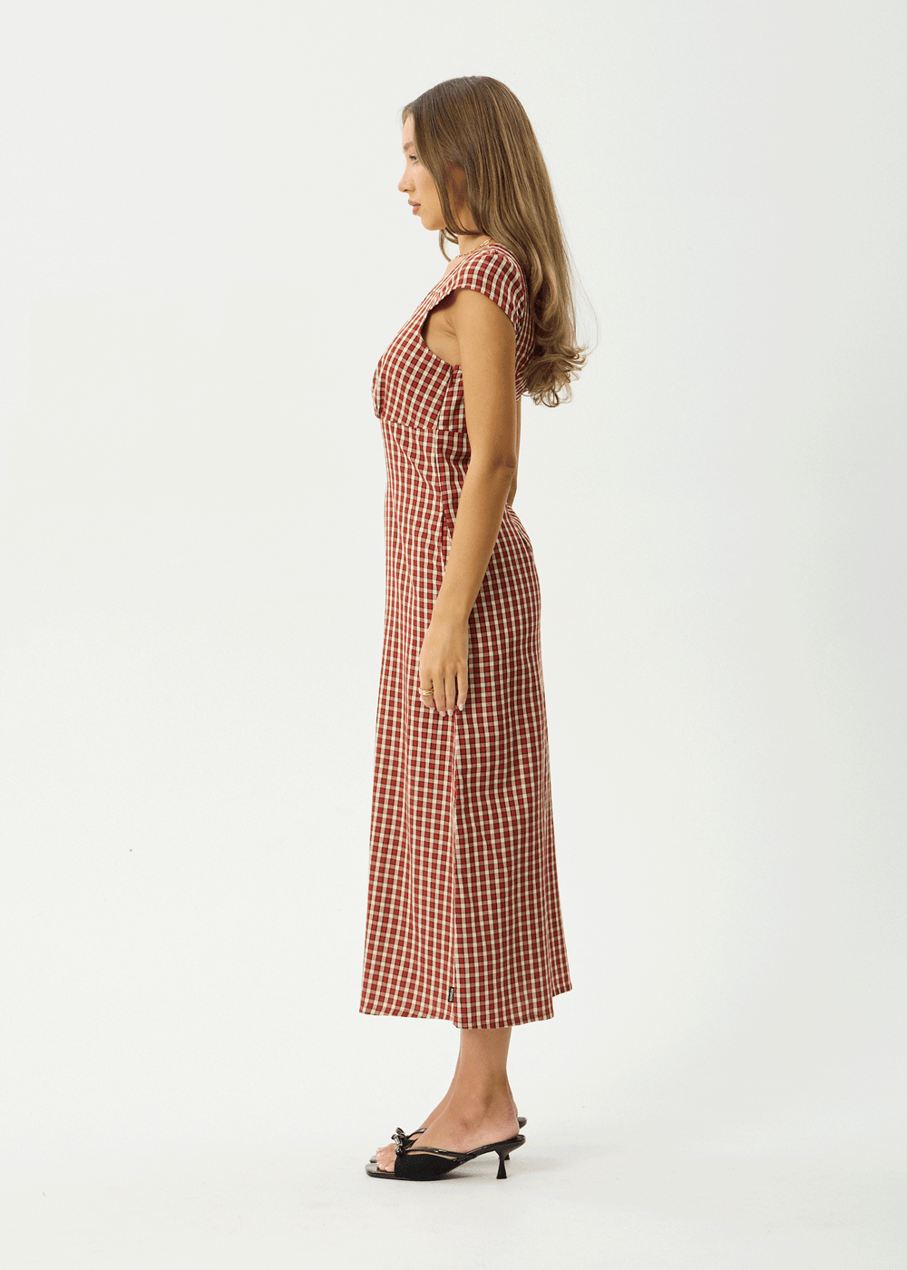 Womens Check Midi Dress Austin - Red Rum - AFENDS