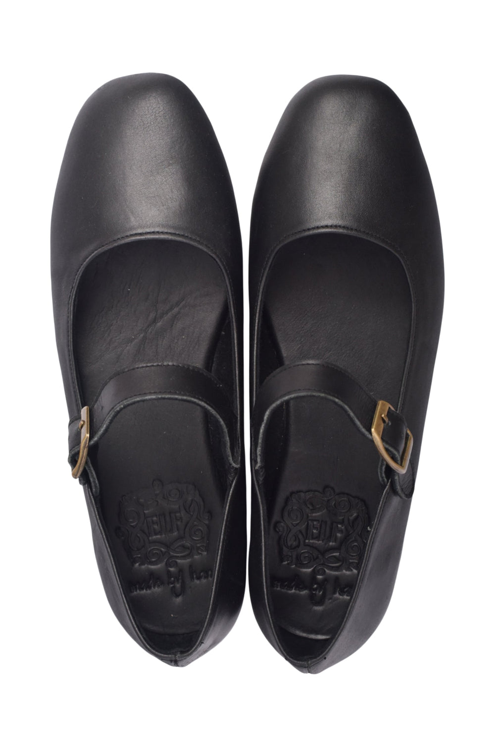 Womens Belle Rose Mary Jane Leather Flats