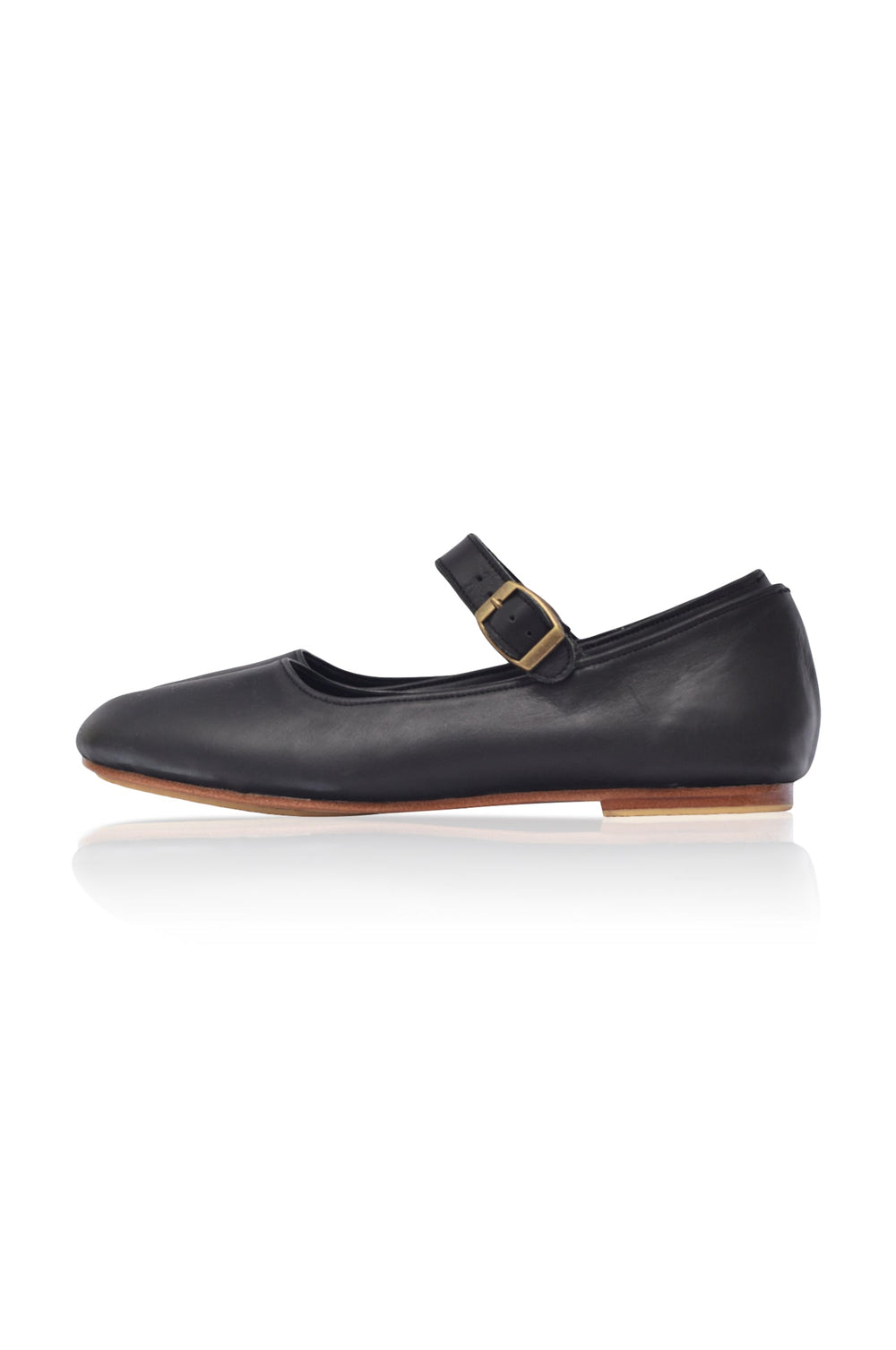 Womens Belle Rose Mary Jane Leather Flats