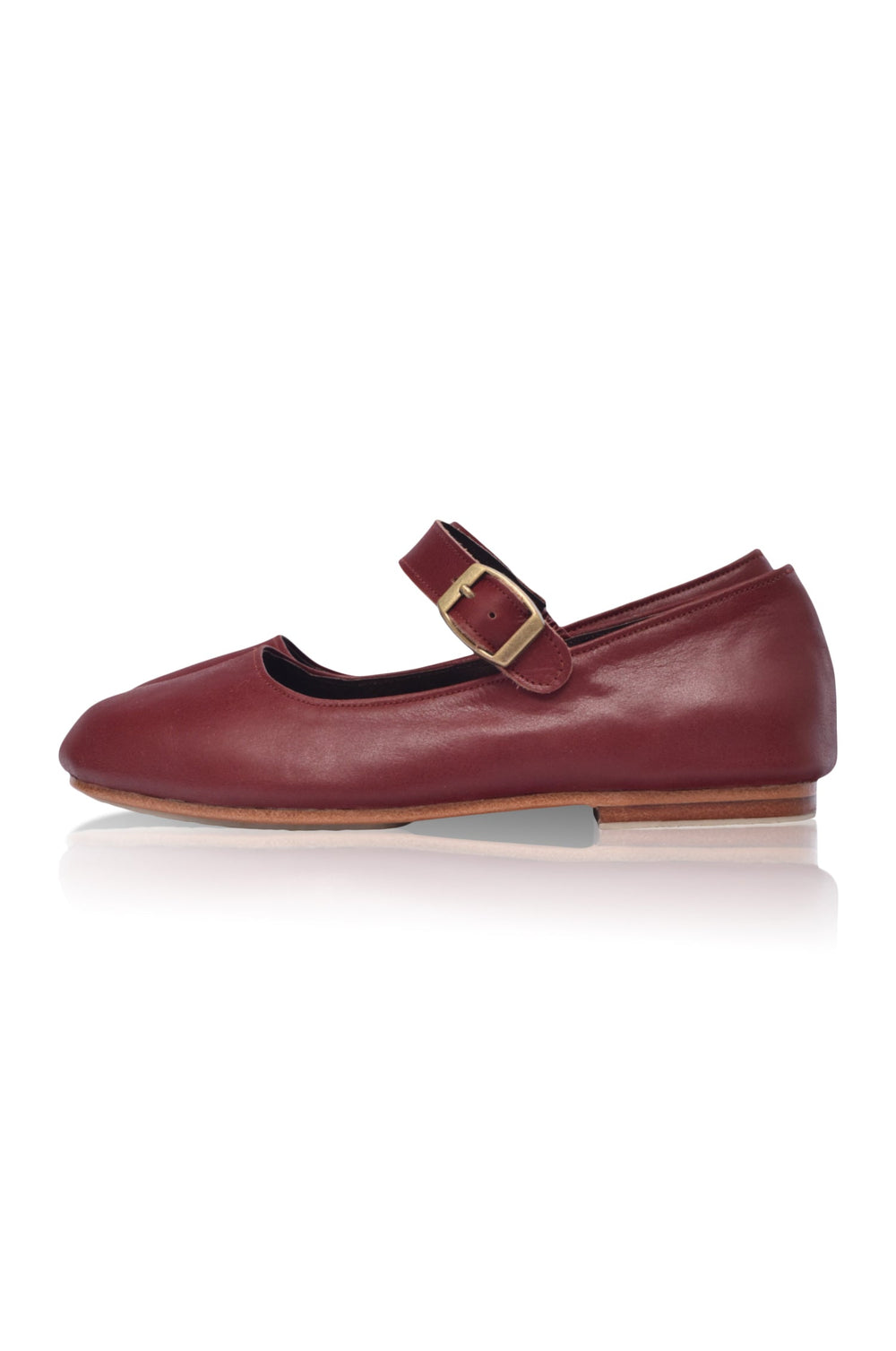 Womens Belle Rose Mary Jane Leather Flats