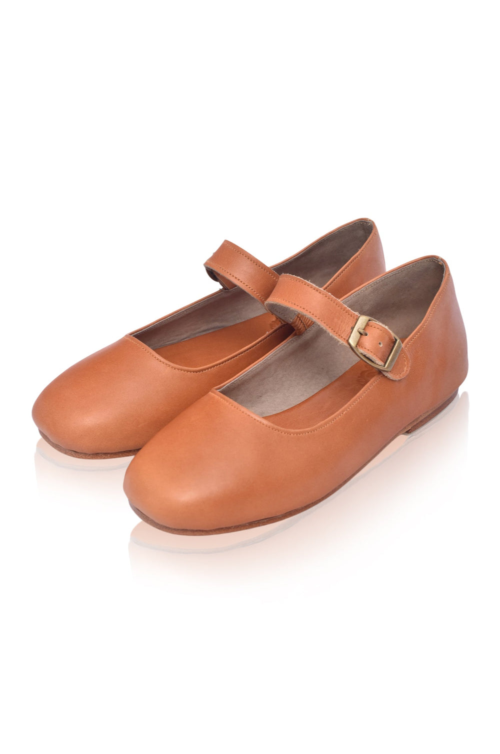 Womens Belle Rose Mary Jane Leather Flats