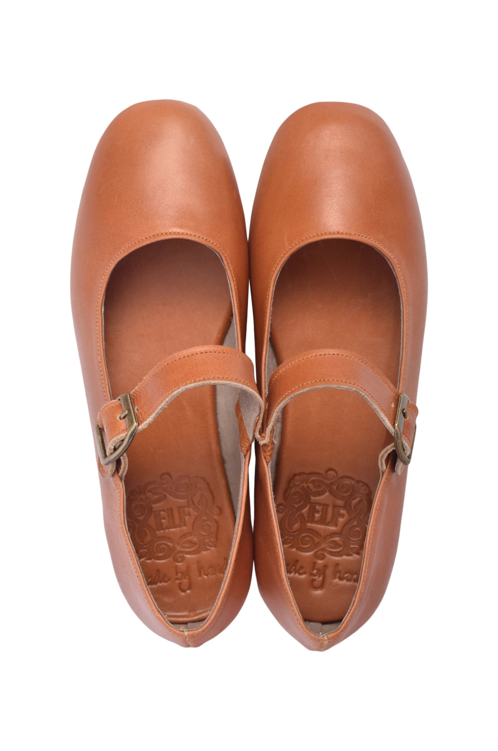Womens Belle Rose Mary Jane Leather Flats