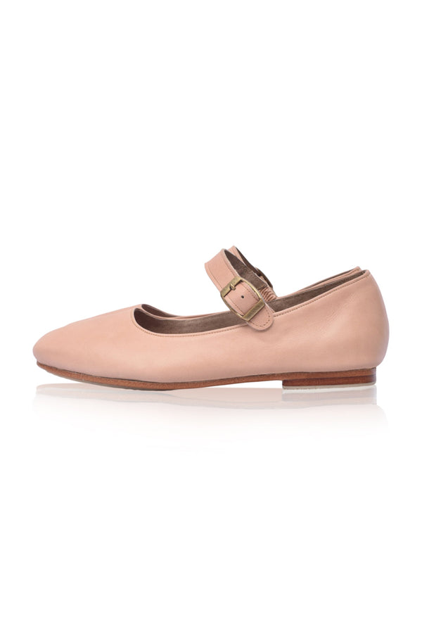 Womens Belle Rose Mary Jane Leather Flats