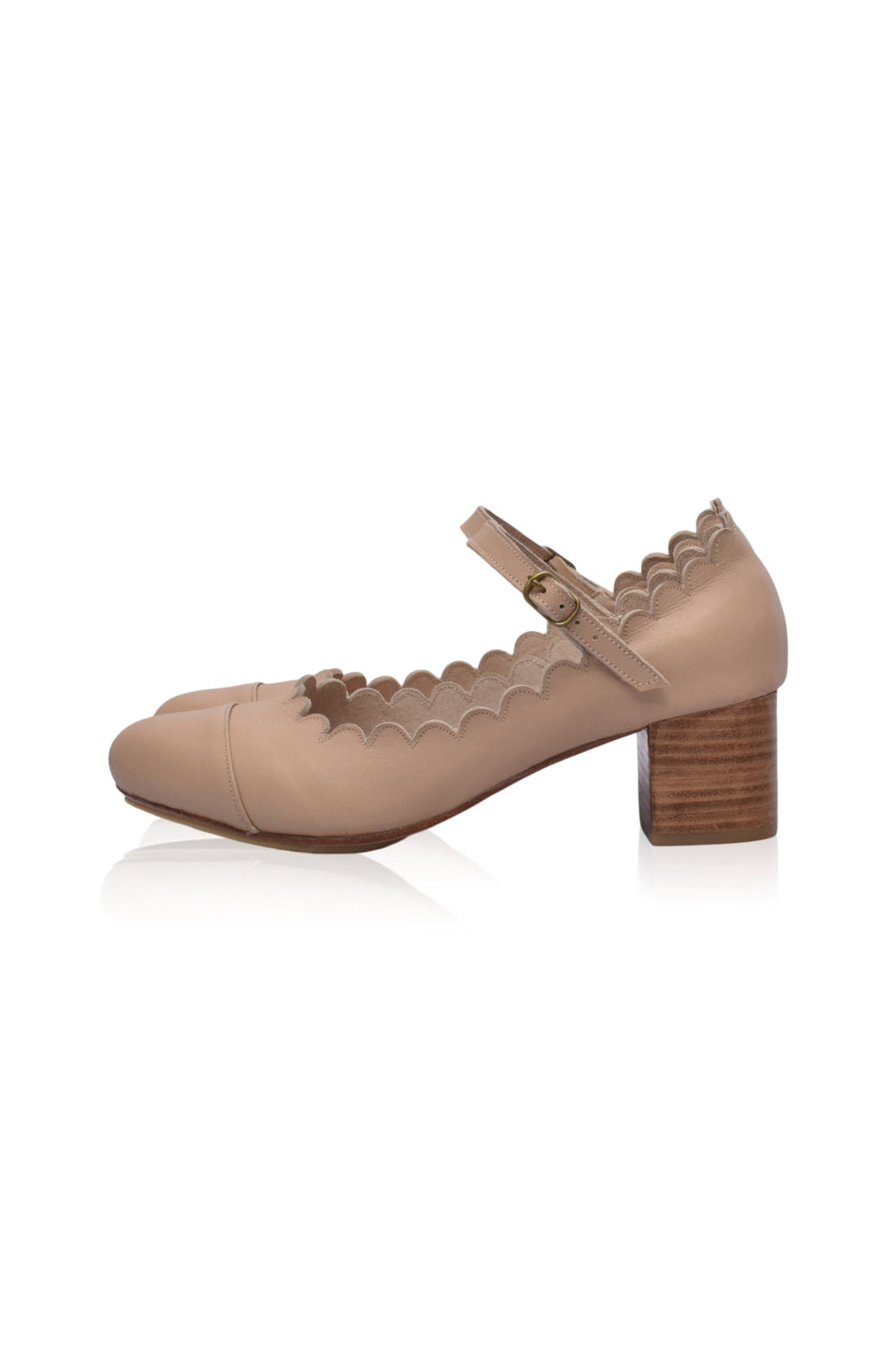 Womens Bonita Mary Jane Leather Heels - Ivory