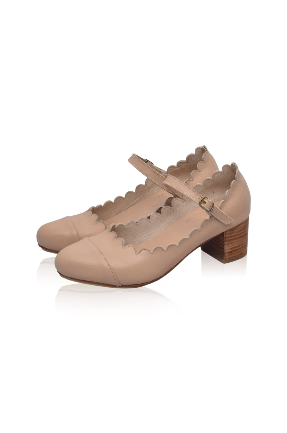 Womens Bonita Mary Jane Leather Heels - Ivory