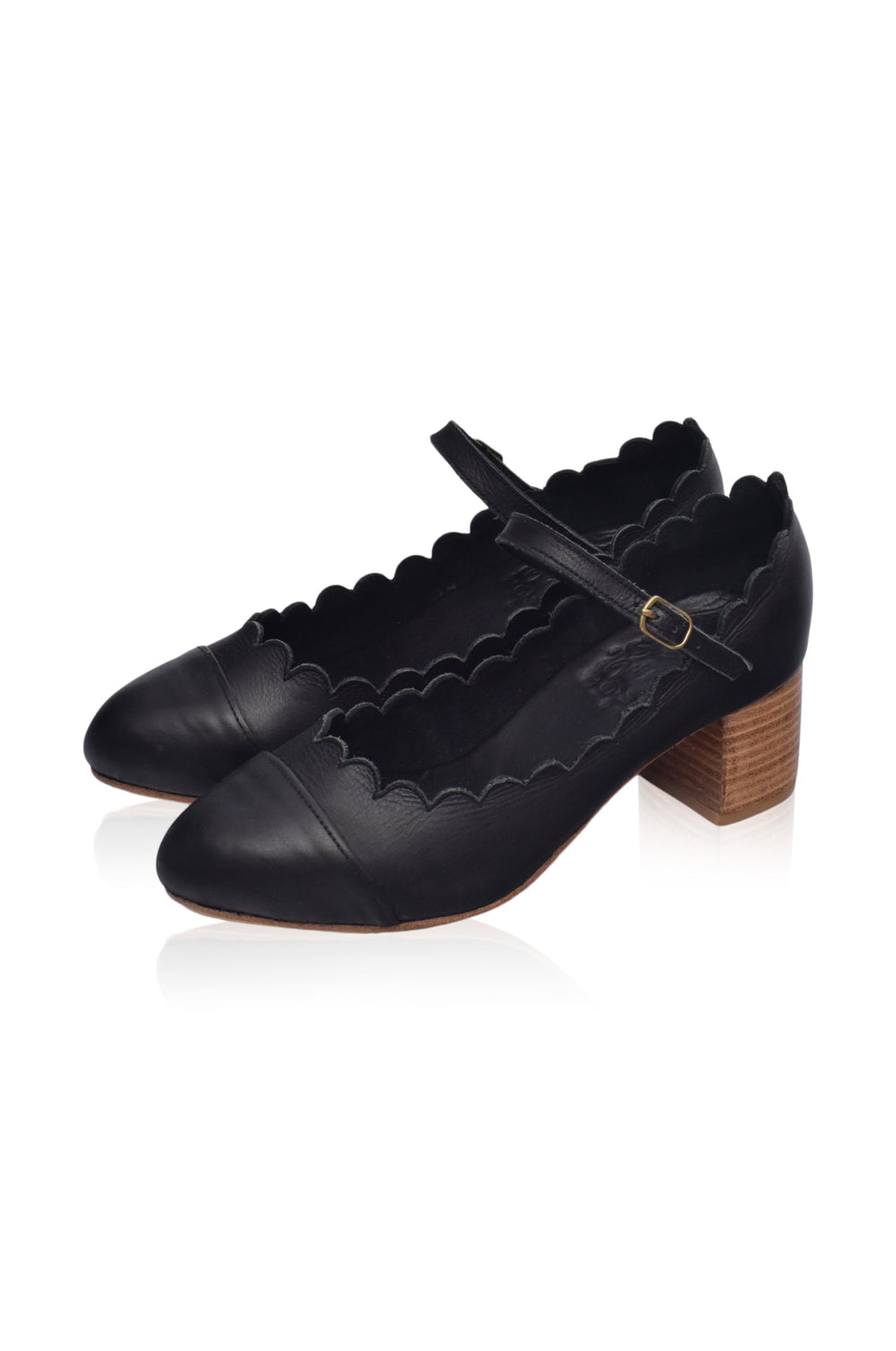 Womens Bonita Mary Jane Leather Heels - Black