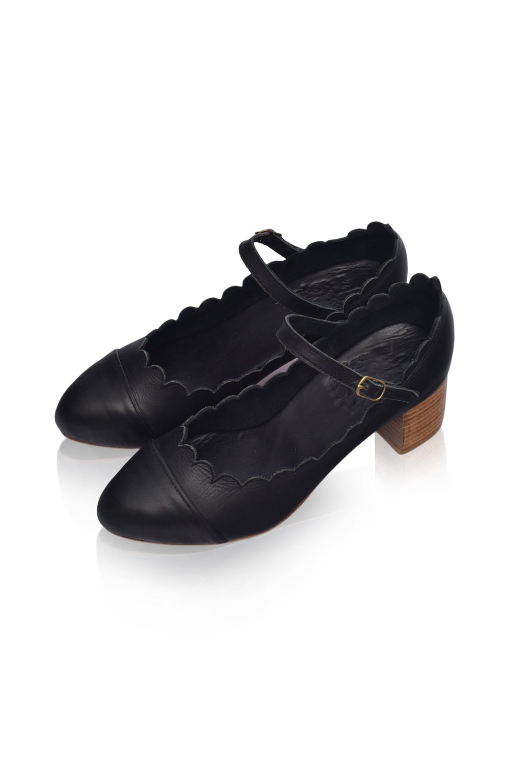 Womens Bonita Mary Jane Leather Heels - Black
