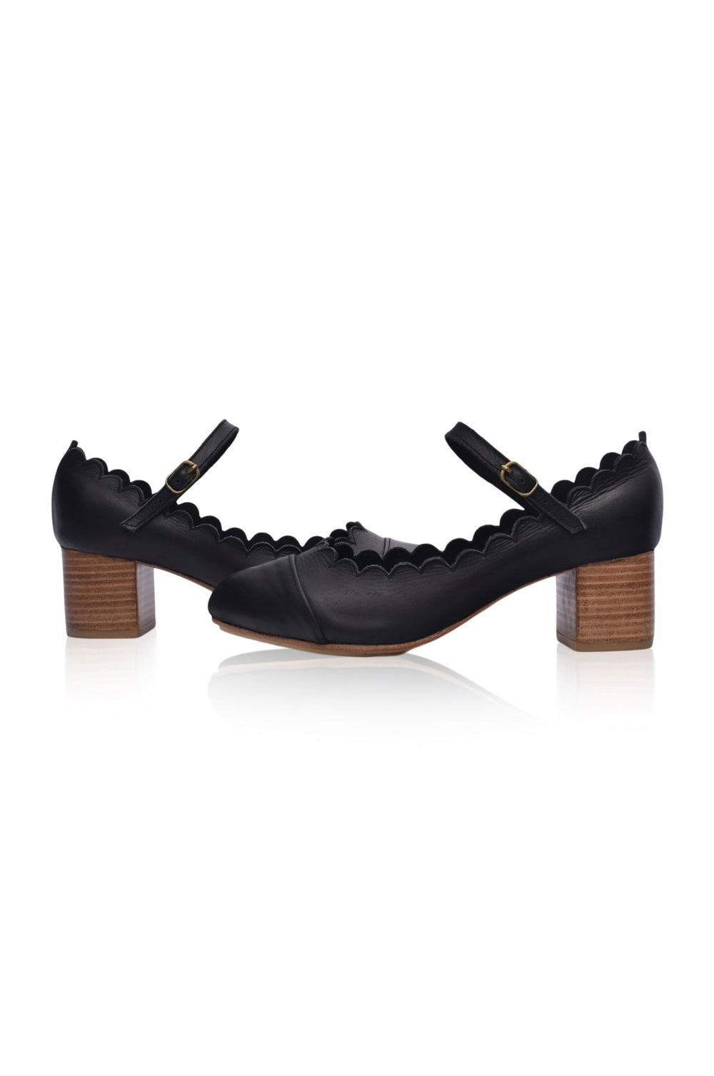 Womens Bonita Mary Jane Leather Heels - Black