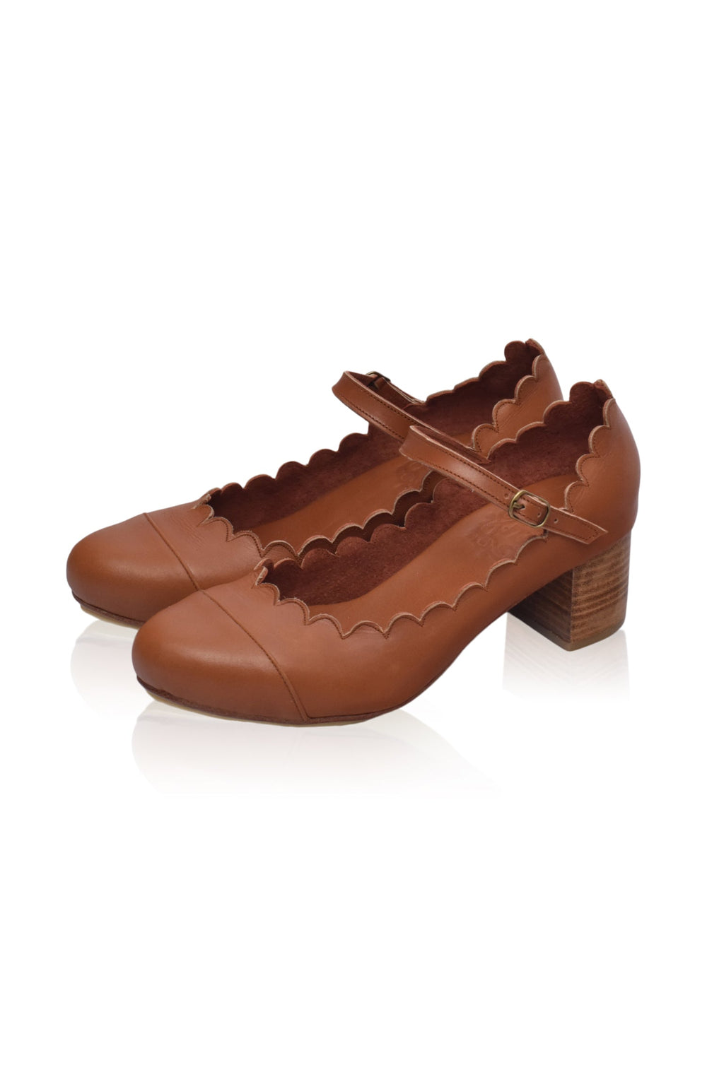 Womens Bonita Mary Jane Leather Heels - Vintage Camel