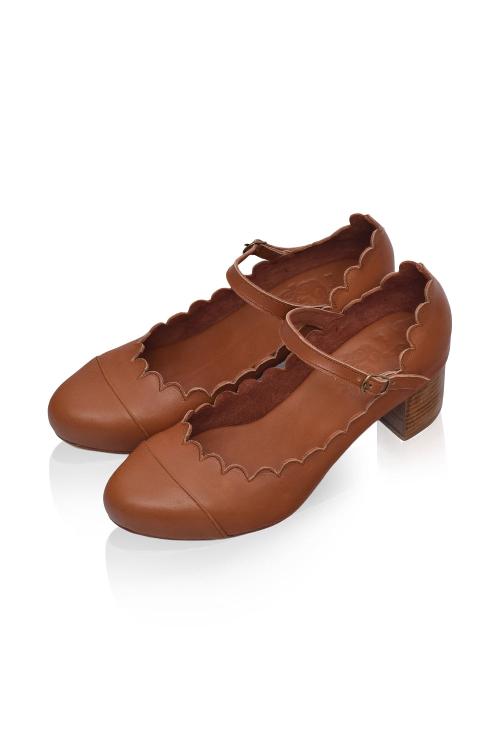 Womens Bonita Mary Jane Leather Heels - Vintage Camel