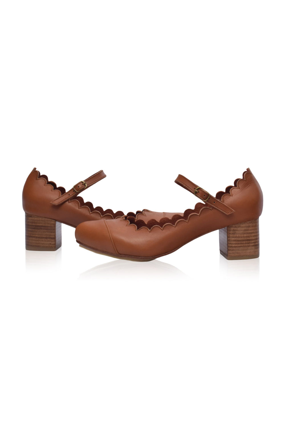 Womens Bonita Mary Jane Leather Heels - Vintage Camel