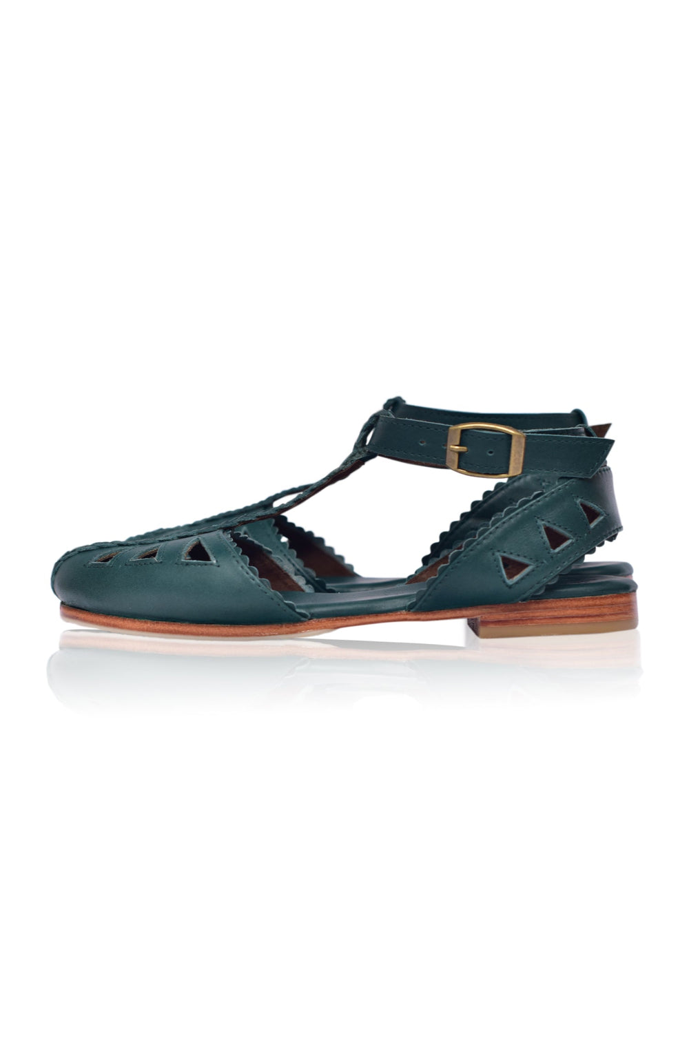 Womens Bounty T-strap Leather Sandals - Vintage Brown