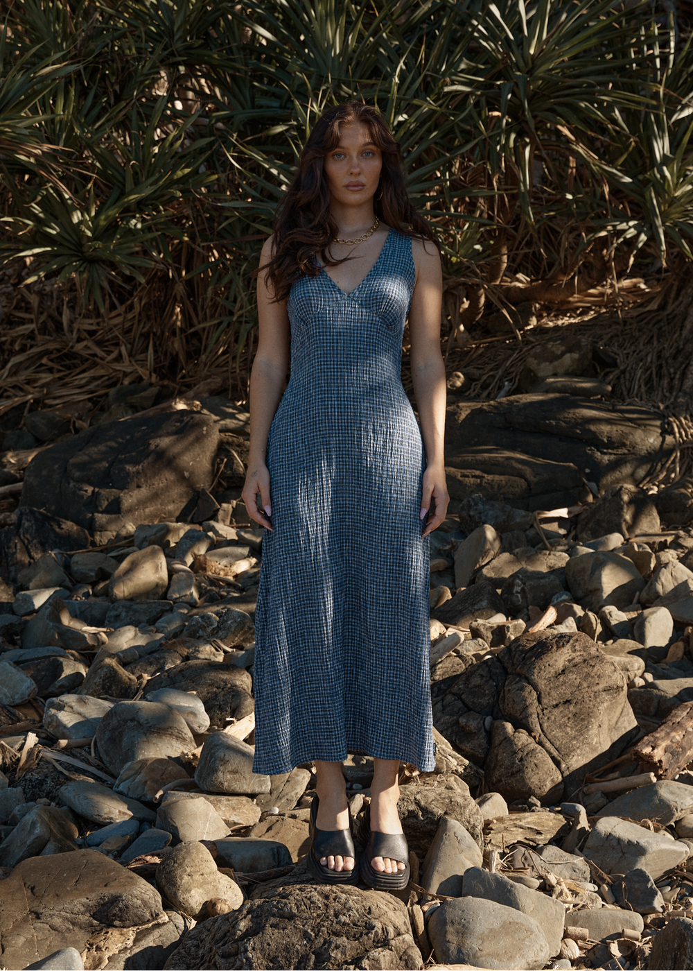 Womens Seersucker Maxi Dress Tully - Marlin - AFENDS