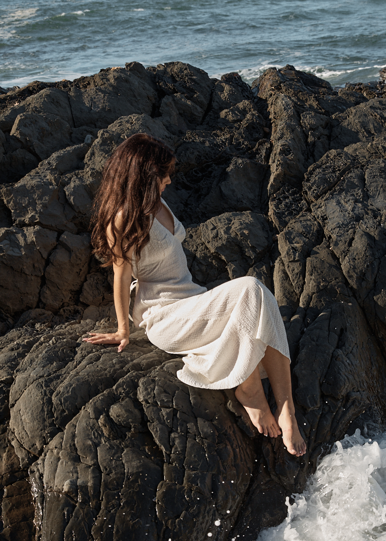 Womens Seersucker Maxi Dress Tully - Off White - AFENDS