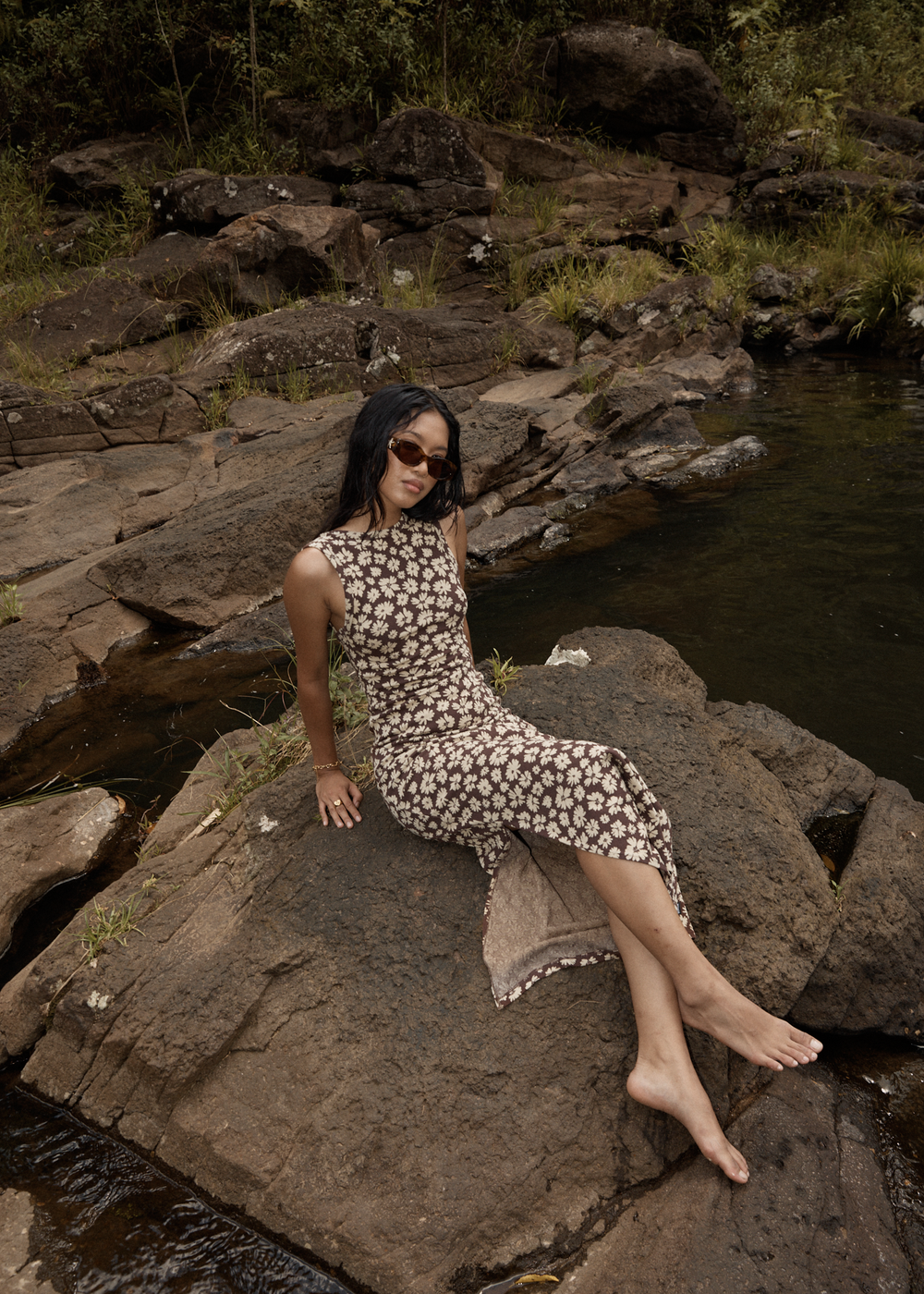 Womens Maxi Dress Astoria - Coffee - AFENDS