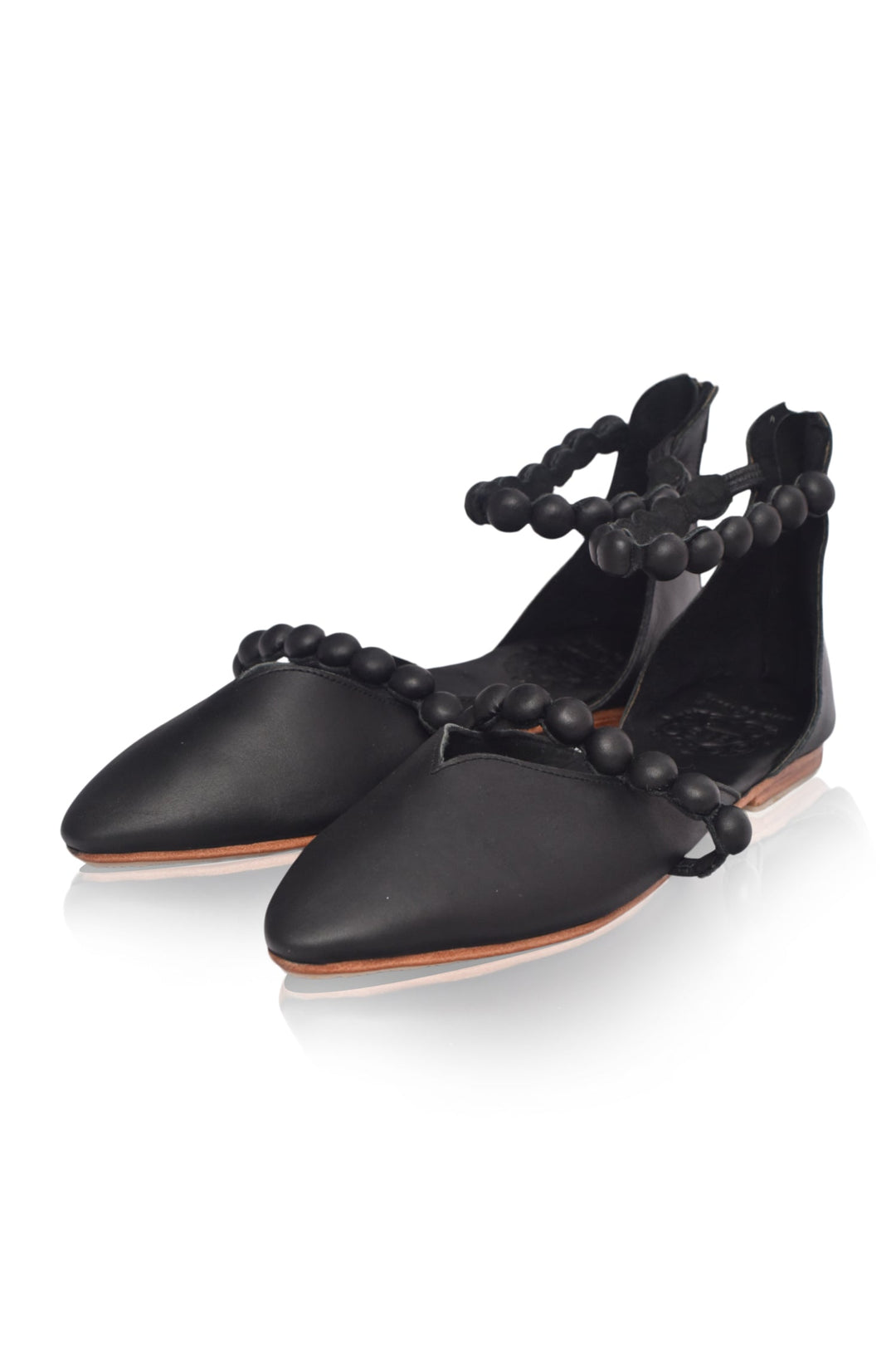 Carmella Ankle Strap Leather Ballet Flats