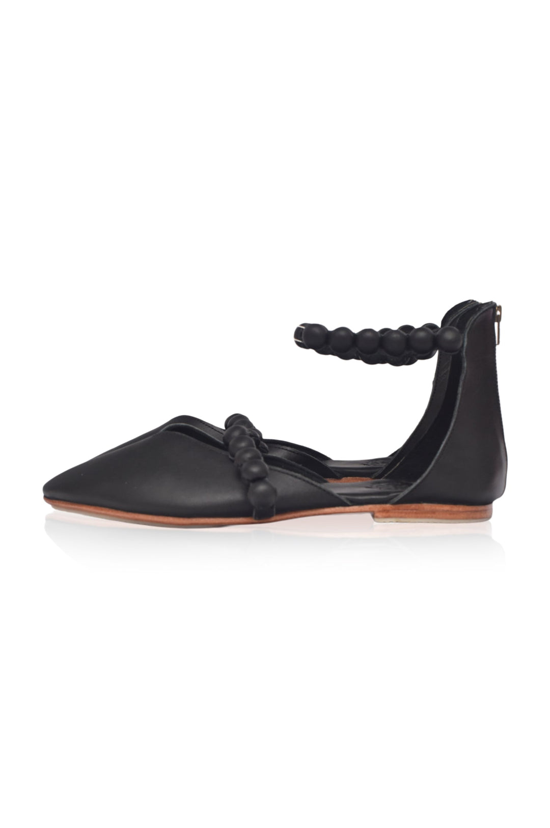Carmella Ankle Strap Leather Ballet Flats