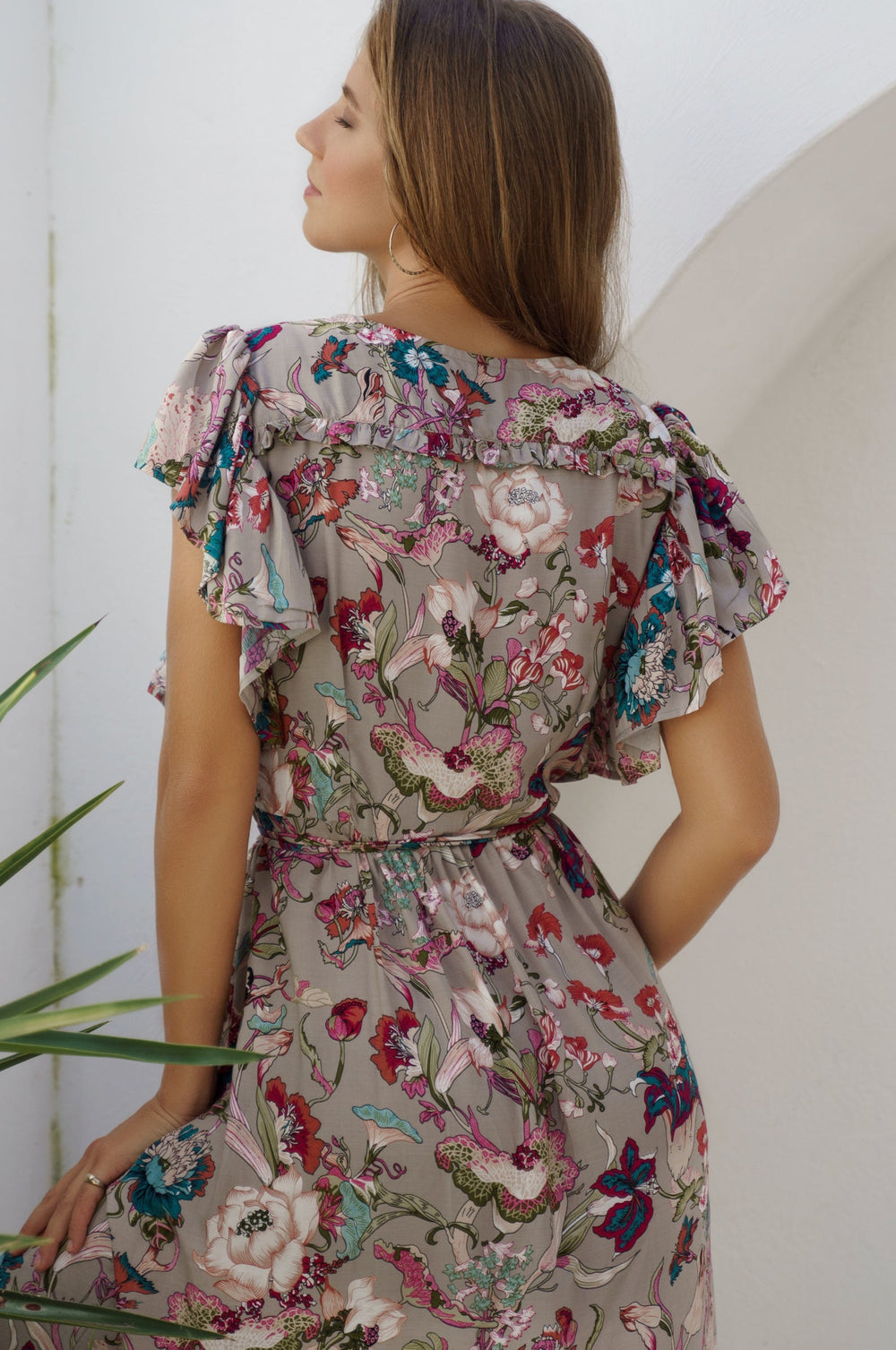Womens Carmen Wrap Maxi Dress - White Floral